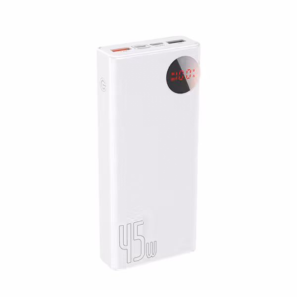پاور بانک  باسئوس  Baseus Mulight Digital Display Quick charge PD3.0 QC3.0 Power Bank 18W 20000mAh White