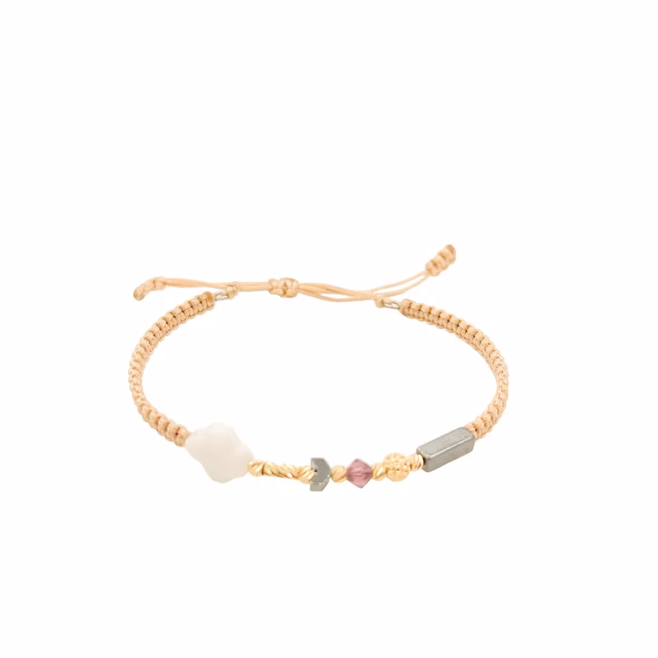 دستبند طلای 18 عیار تلفیقی سنگ و بند پارچه ای کدDP37