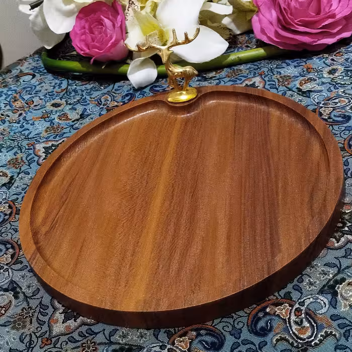 سینی چوبی گرد روکش وکیوم درجه یک مناسب پذیرایی شب یلدا 