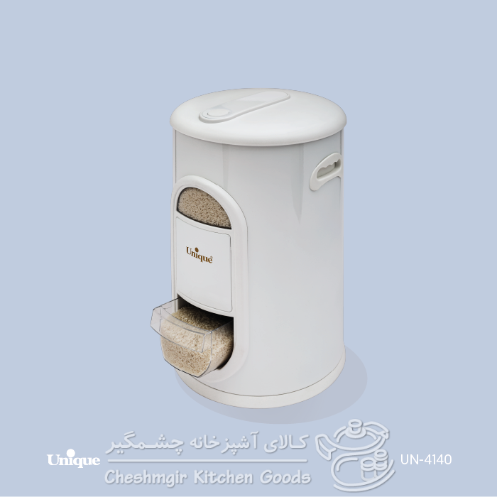 سطل برنج 10 کیلوگرمی پیمانه دار یونیک سفید کد UN-4140
