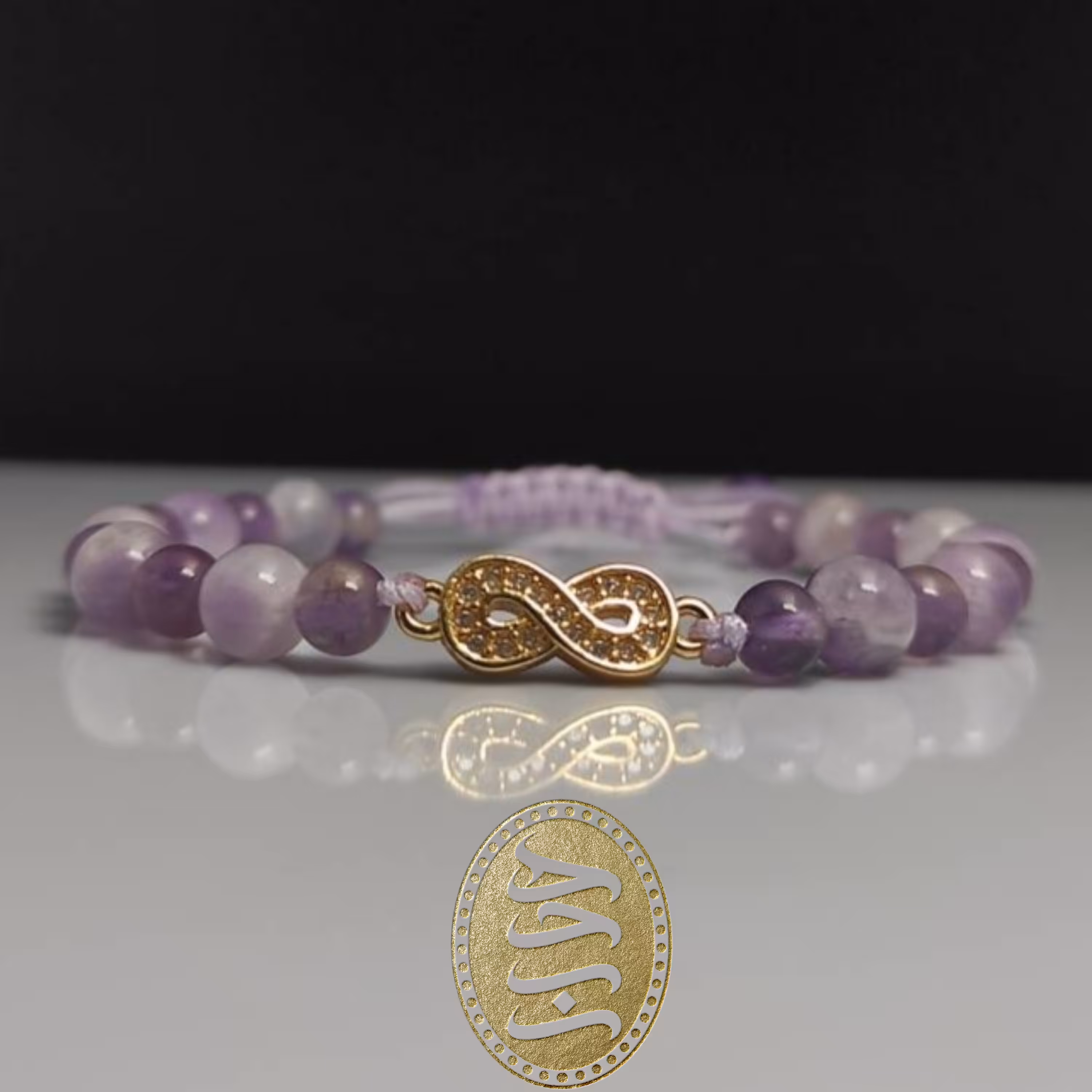 دستبند سنگ طبیعی آمیتیست بنفش کد محصول 13107