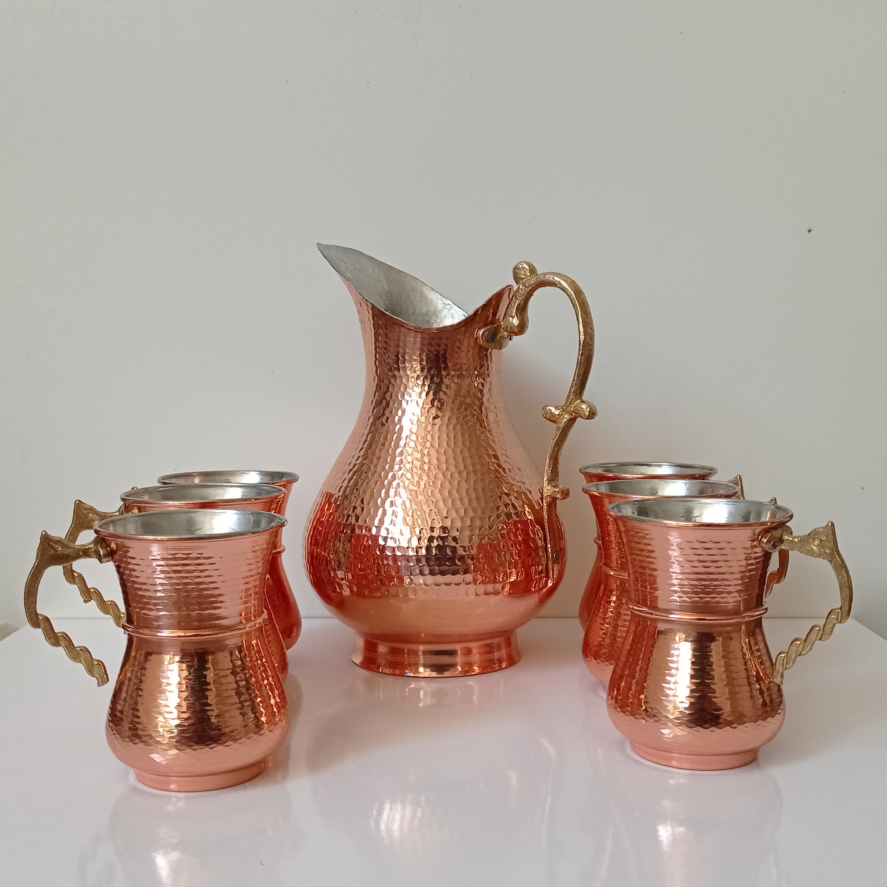 سرویس پارچ اردکی و لیوان شکمی مسی نانو شده زنجان با کیفیت عالی