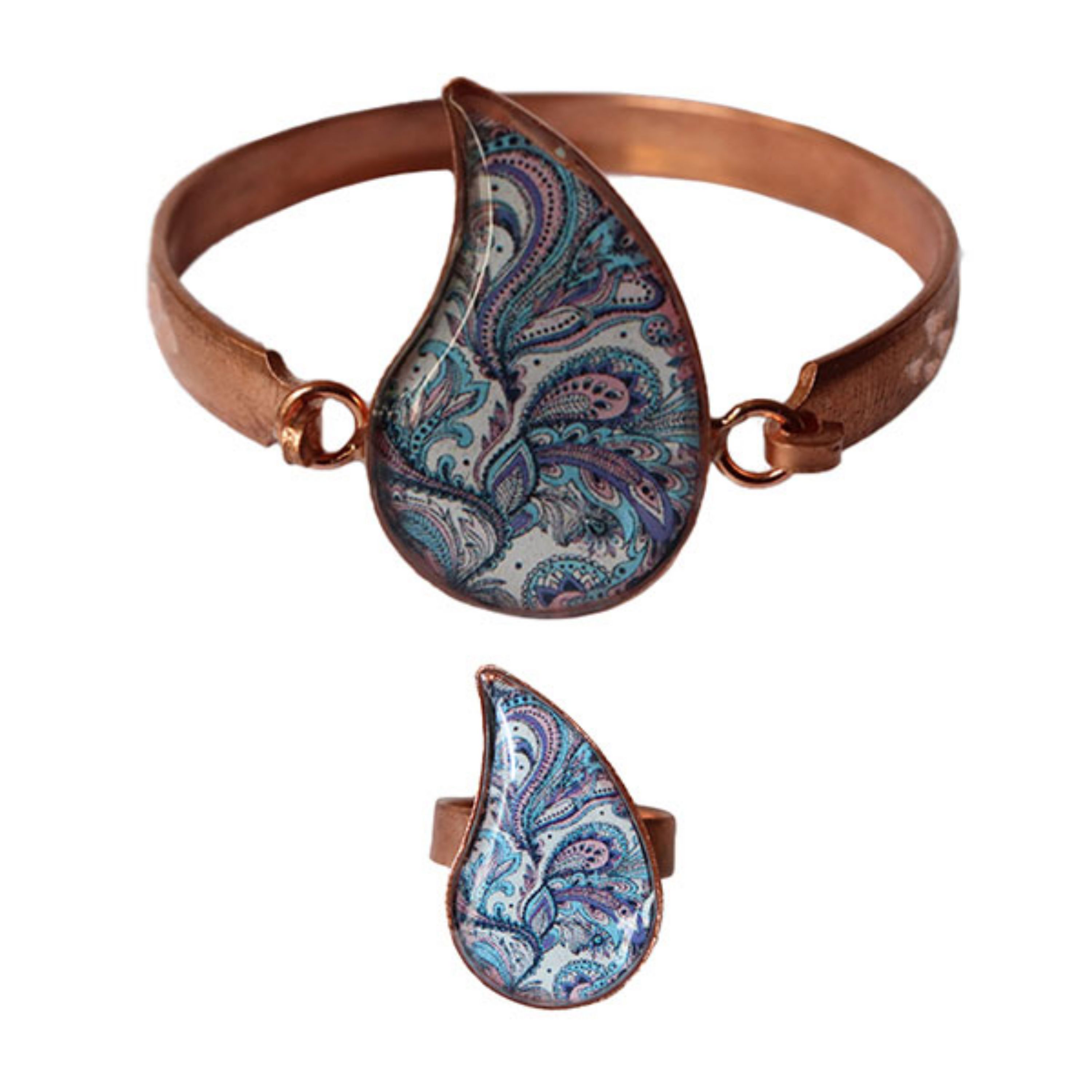 نیم ست دستبند و انگشتر بته جقه برچسبی کد JW247