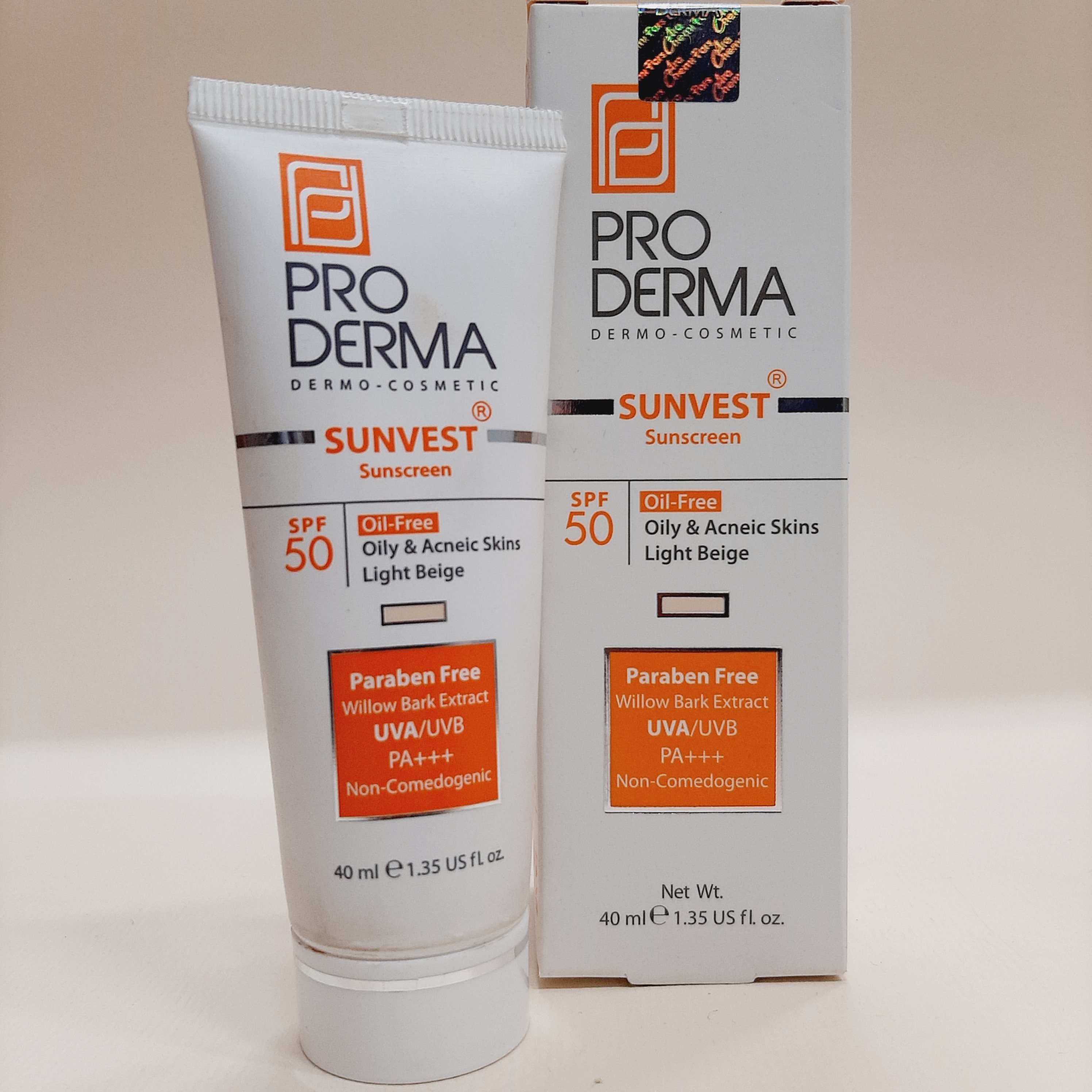 ضدآفتاب رنگی پوست چرب پرودرما- SPF 50 - رنگ بژ روشن