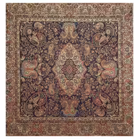 رومیزی ترمه مربع ابریشم  کد TRM27  رنگ سورمه ای  آستر سورمه ای