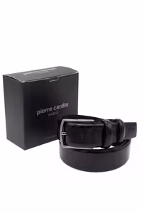 کمربند مشکی مردانه چرمی سیاه چرم اورجینال Pierre Cardin