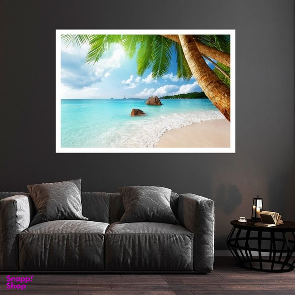 تابلو بکلیت طرح منظره ساحل و دریا مدل قاب شاسی W-s8988