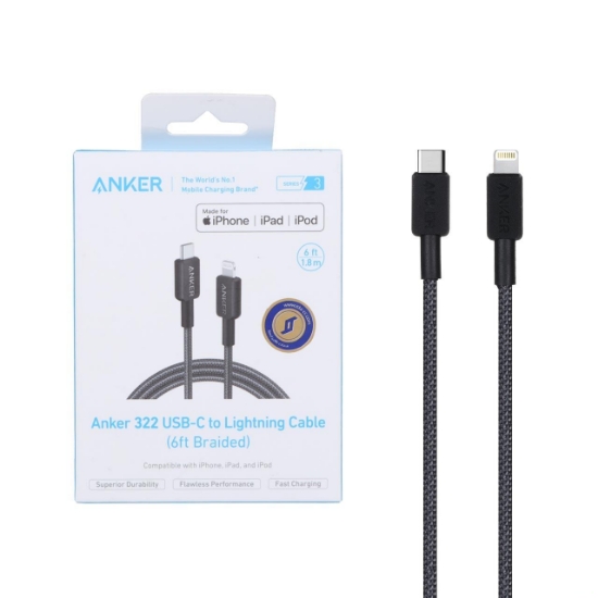 کابل تبدیل USB-C به لایتنینگ انکر مدل A81B طول 1.8 متر