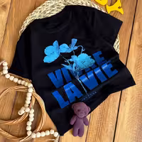 تیشرت پسرانه دخترانه مشکی ابی 45و50و55و60جنس پنبه دورو 