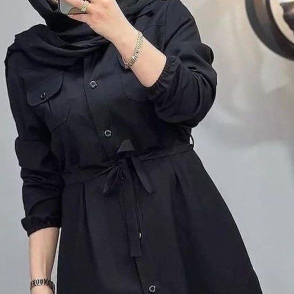 مانتو اسپرت دانشجویی اداری خنک بلند مشکی رنگی