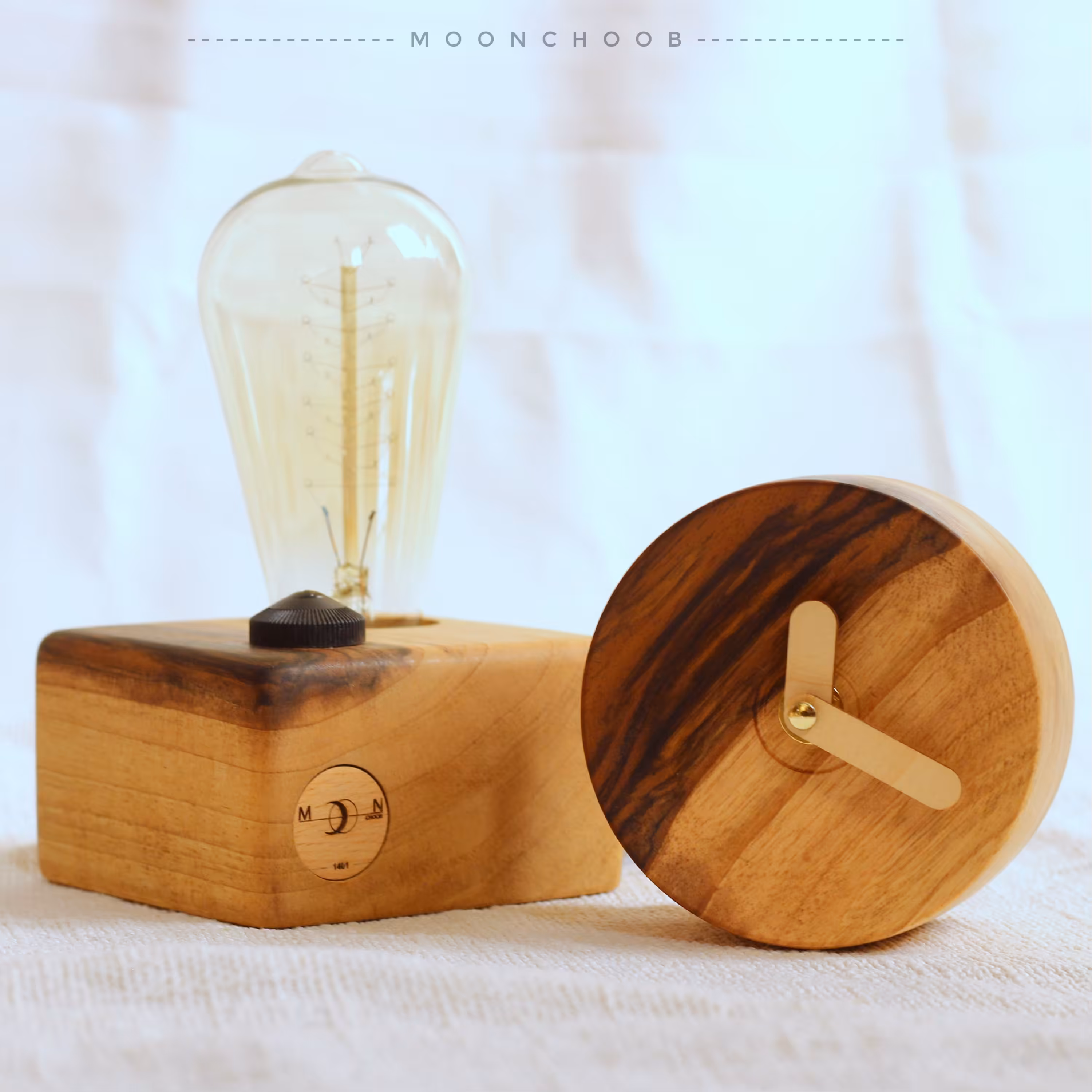 چراغ مطالعه چوبی+ساعت