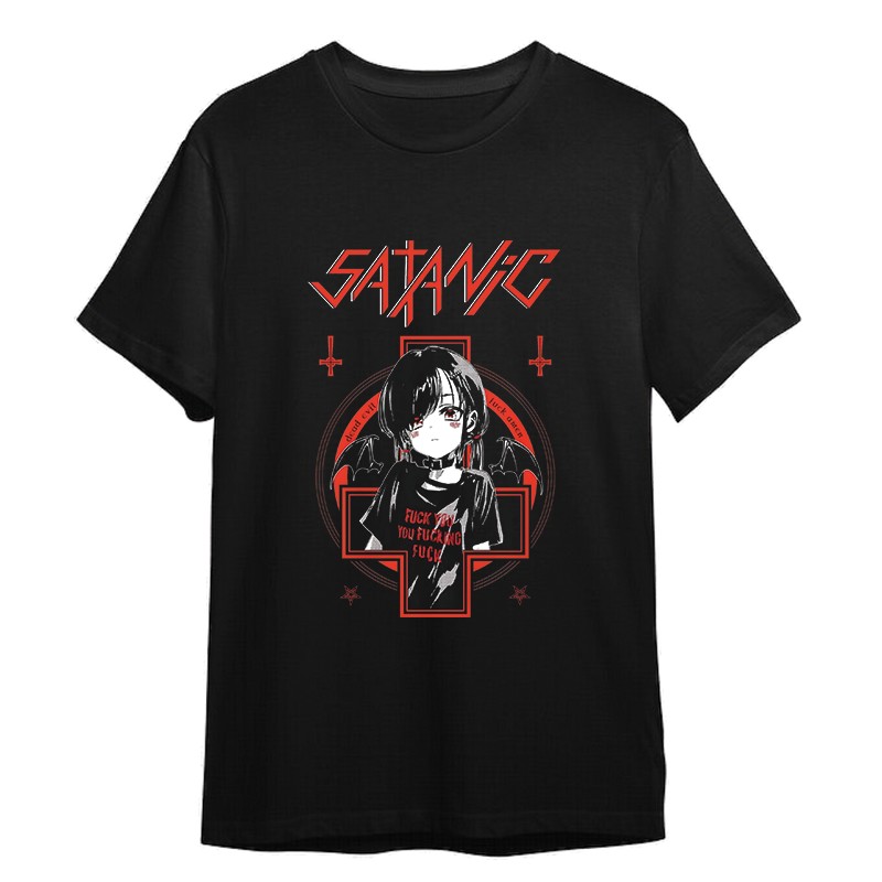 تیشرت مشکی دختر انیمه ای (چاپ طرح دلخواه)