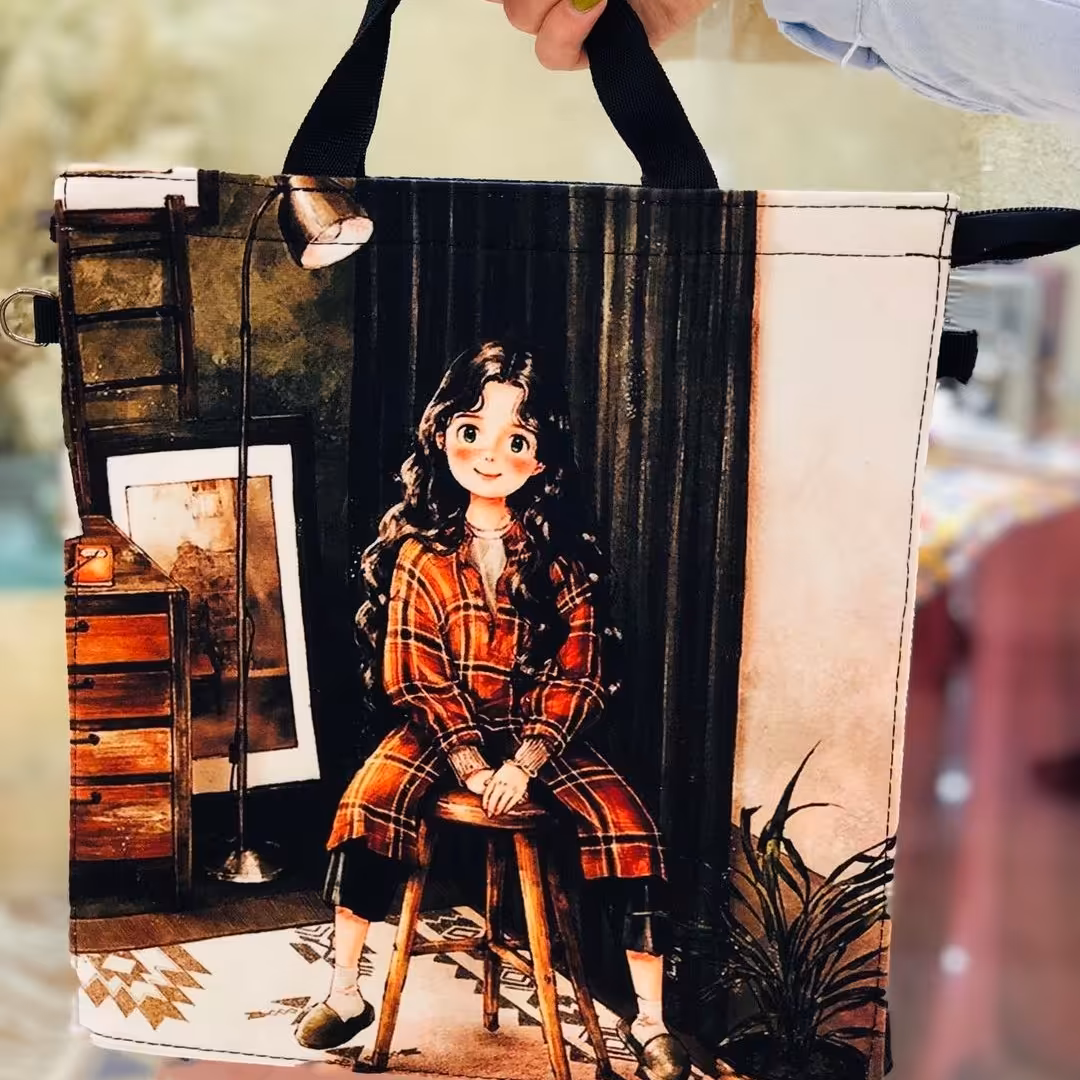 ساک دستی مخمل و برزنت مدل سرو در طرح های فانتزی