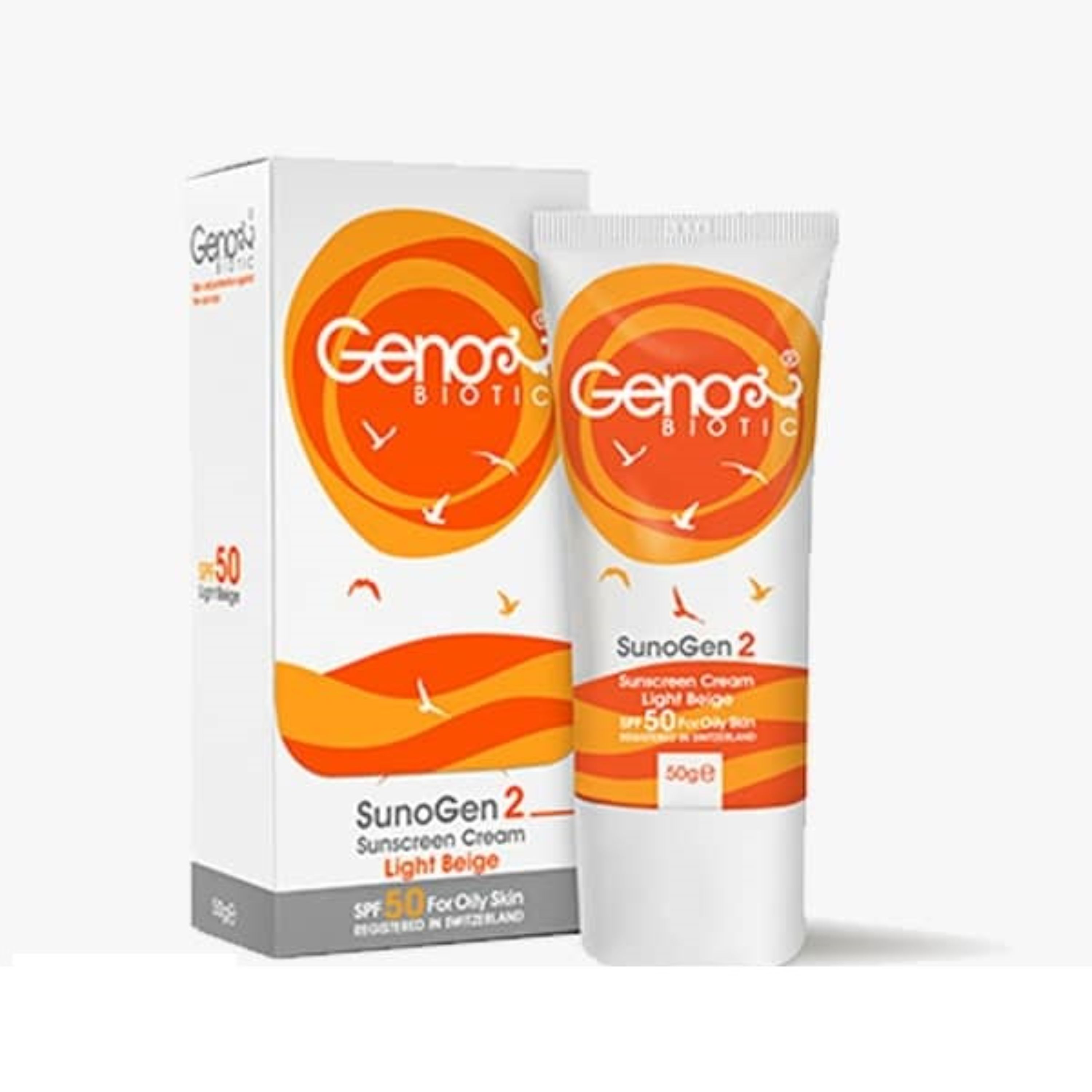 کرم ضد آفتاب پوست چرب و مختلط بژ روشن SPF50 ژنو بایوتیک حجم 50mL