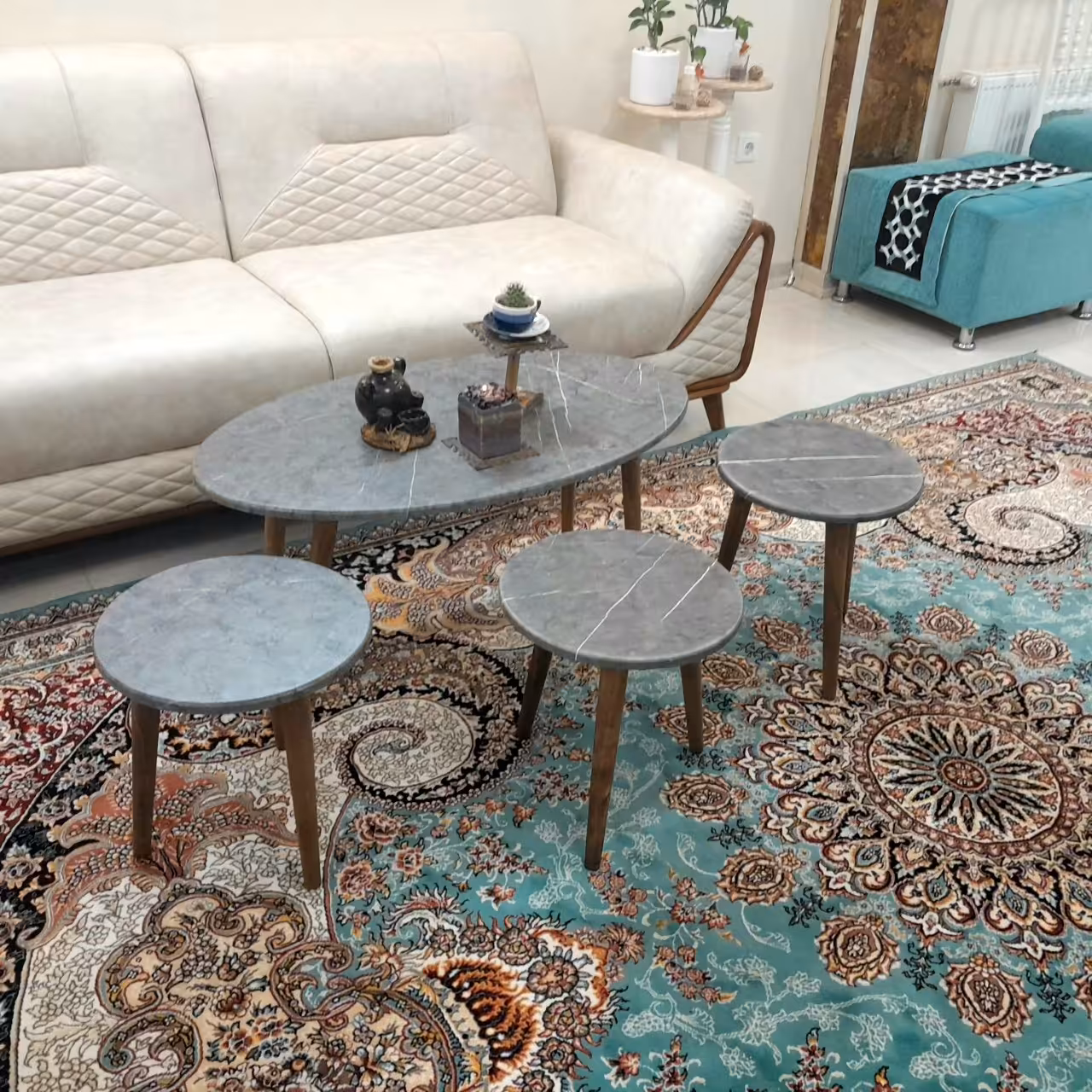 میز جلو مبلی بیضی زغالی طرح سنگ 4تکه هزینه ارسال با مشتری کمترین قیمت  میزجلومبلی میز عسلی میزعسلی میز  مبل (پس کرایه)