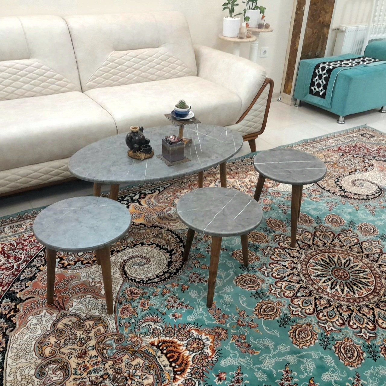 میز جلو مبلی بیضی زغالی طرح سنگ 4تکه هزینه ارسال با مشتری کمترین قیمت  میزجلومبلی میز عسلی میزعسلی میز  مبل (پس کرایه)