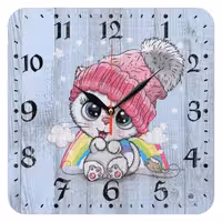 ساعت دیواری کودک طرح گربه و رنگین کمان
