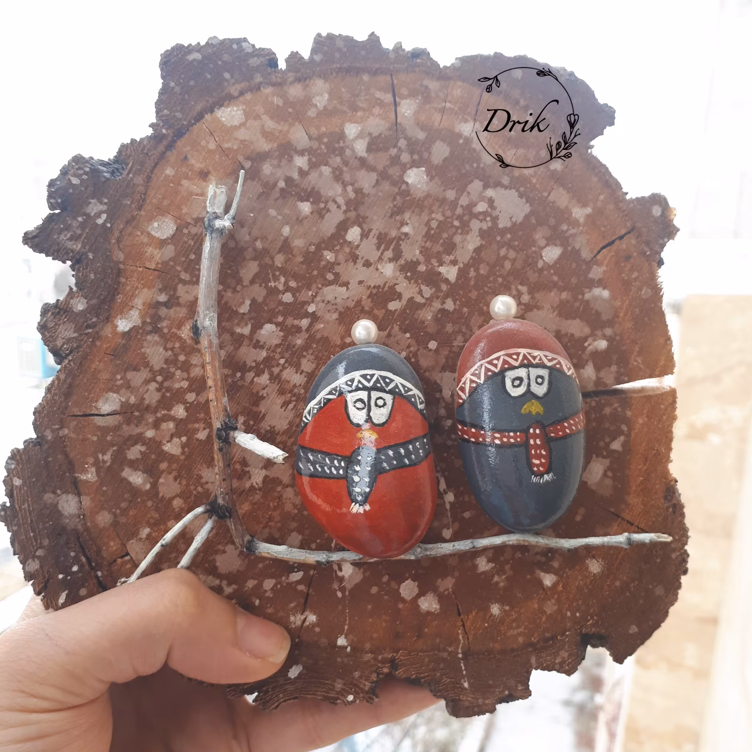 تابلو چوب وسنگ پرنده ها