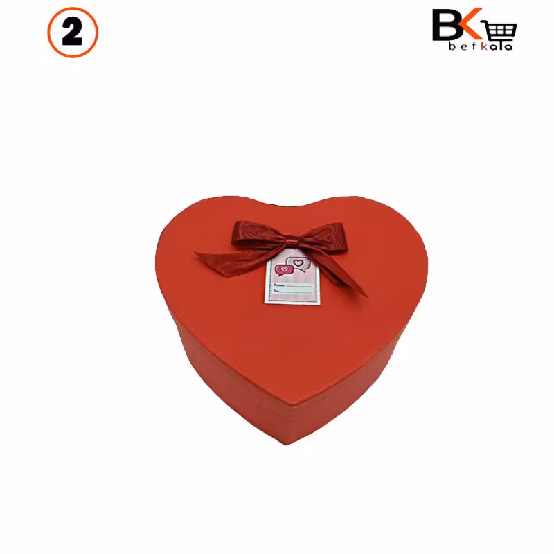 باکس کادویی قلبی قرمز سایز دو 