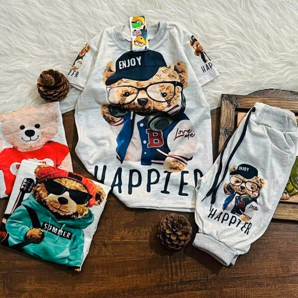 تیشرت شلوارک طرح تدی پسرانه سایز 35، 40، 45، 50، 55، 60