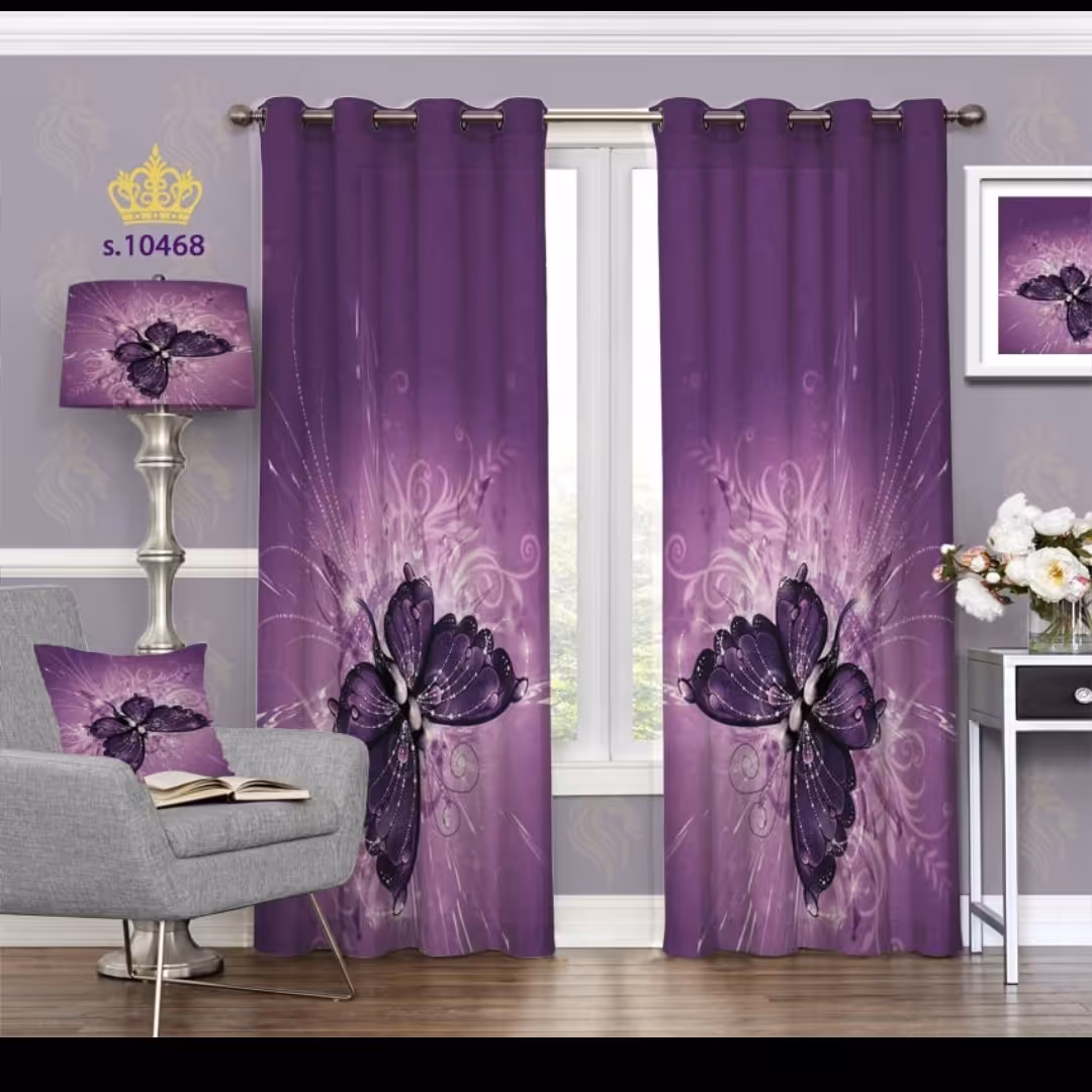 پرده پذیرایی دو قواره طرح پروانه کد S10468