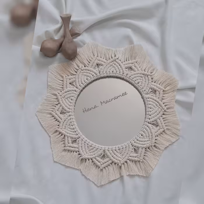 آینه مکرومه ای زیبا از حنا مکرومه 