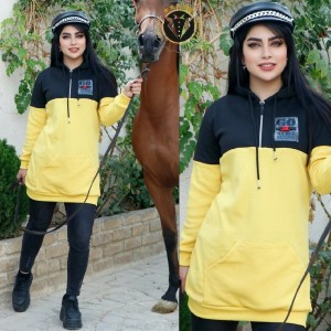 هودی نیم زیپ زنانه پایین کش ساده