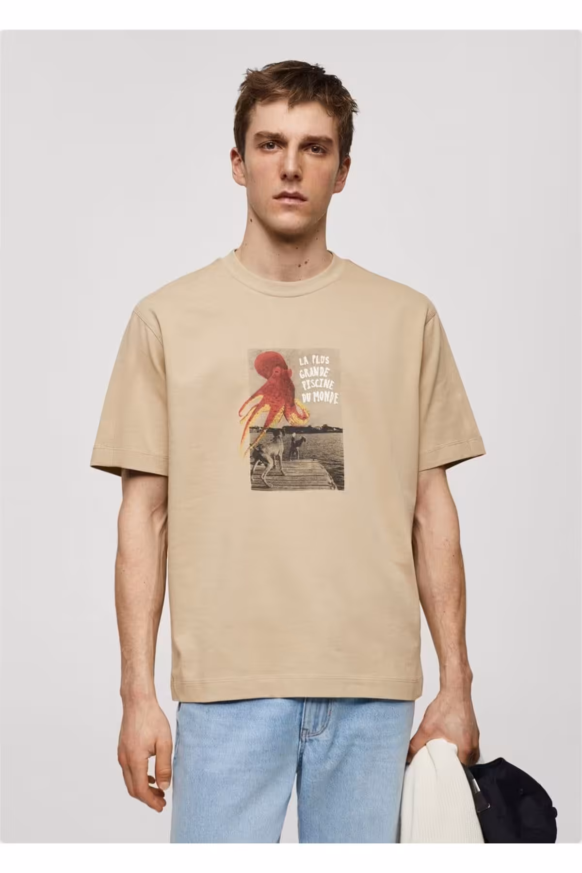 تی شرت نود مردانه 100 ٪ پنبه الگوی T SHIRT منگو MANGO Man