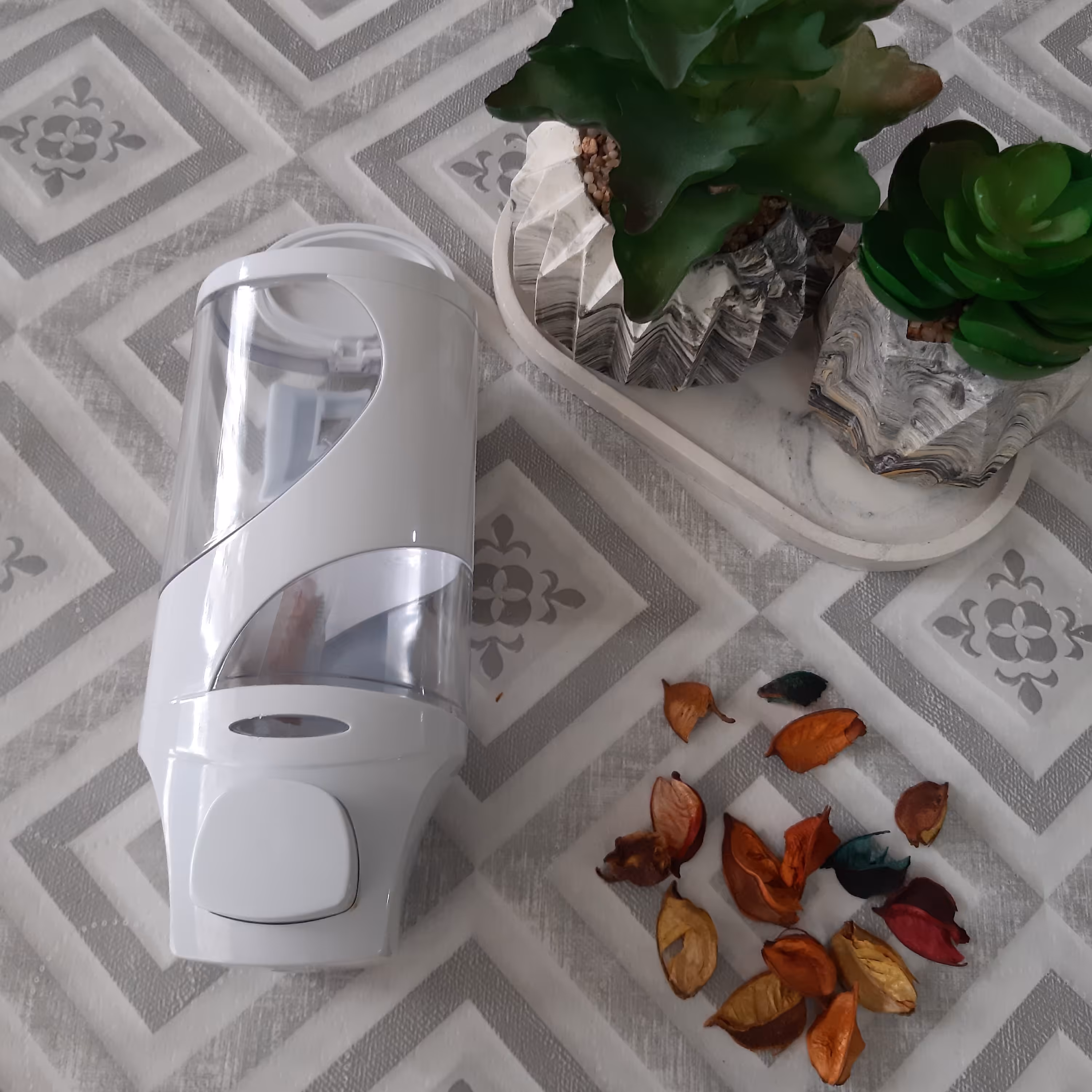 جا مایع ظرفشویی و دستشویی  بتُنی  مدل رز سفید رنگ مدل دیواری 