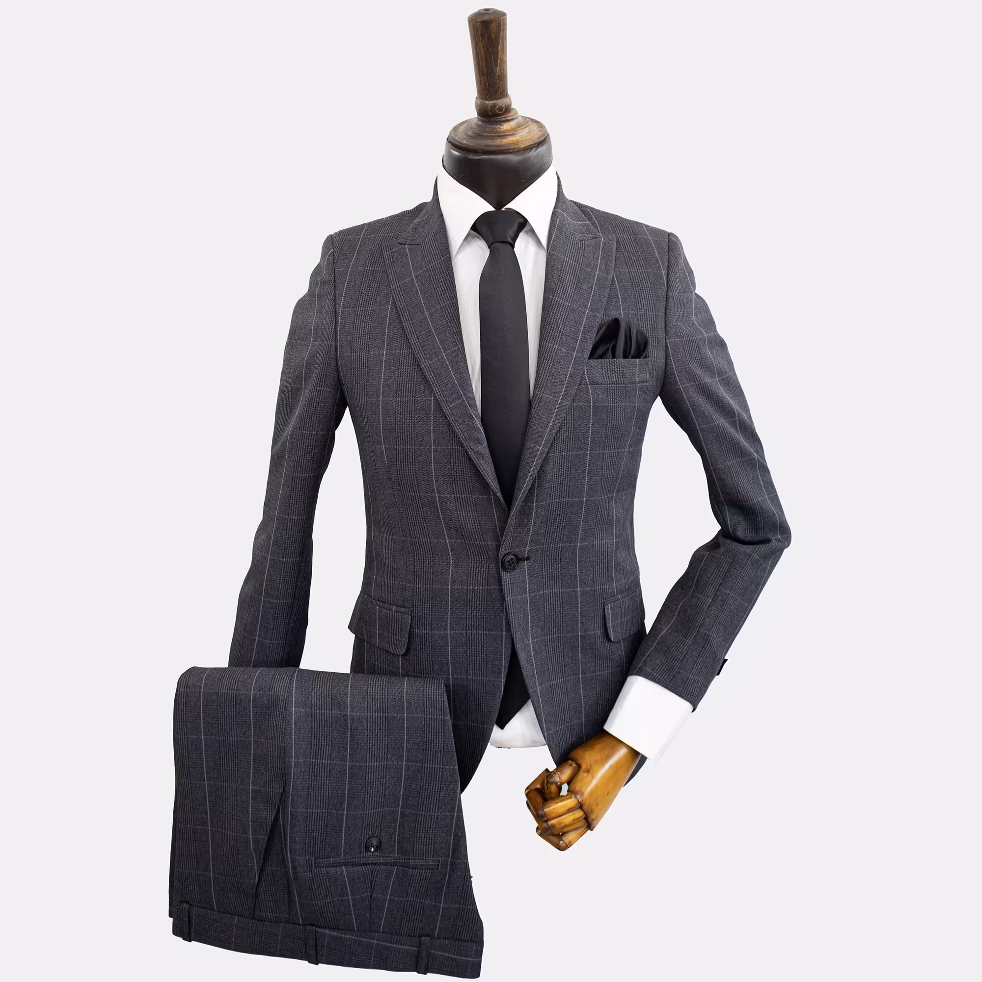 کت و شلوار مردانه چهارخانه درشت طوسی متوسط با ارسال رایگان