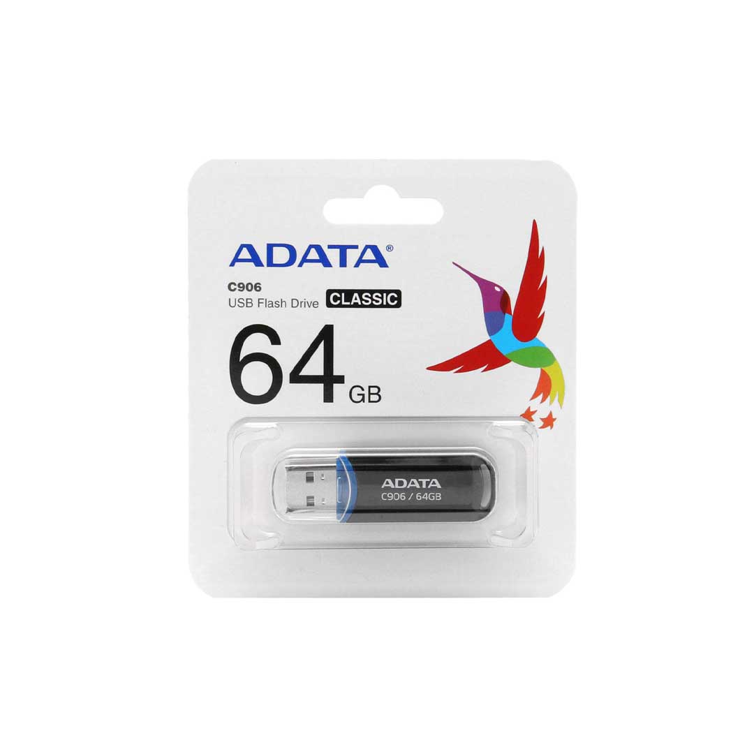 فلش ADATA مد C906 با ظرفیت 64 گیگابایت (گارانتی مادام العمر آونگ) - مشکی