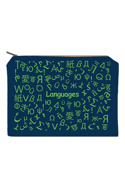 زیپ کیف سایز A4 Language سرمه ای دات نوت