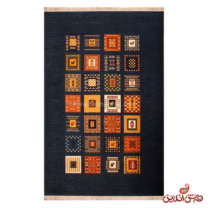 فرش ساوین طرح مهر سرمه ای