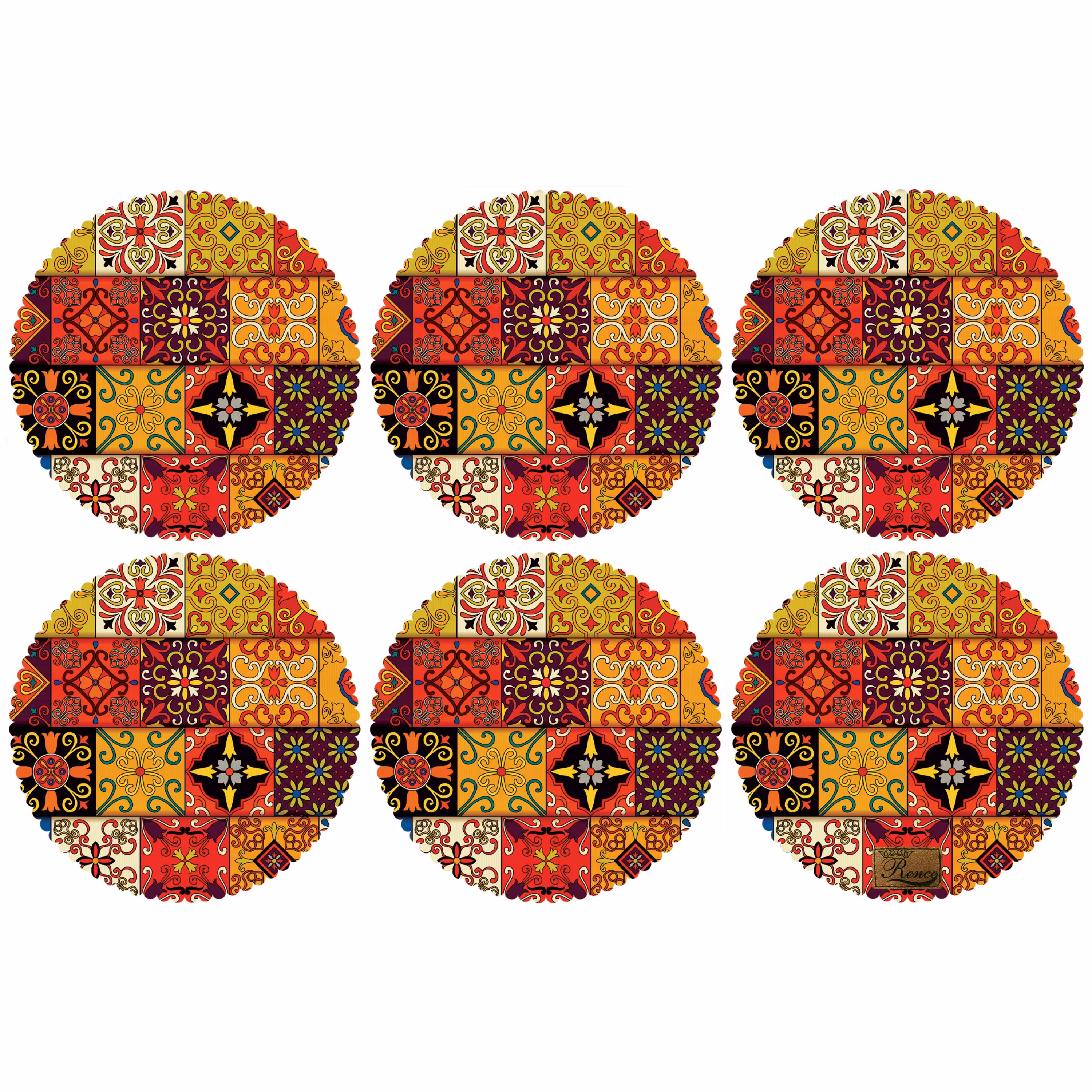 زیر بشقابی دایره ای پارچه مخمل سایز 30 در 30 مدل U2-541 شرکت رنس