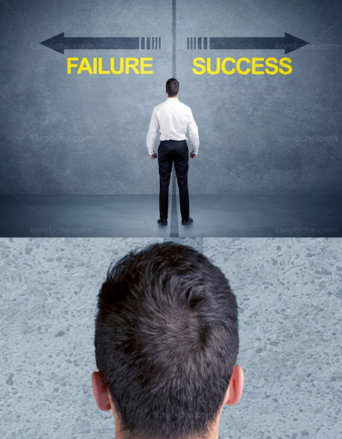 عکس با کیفیت کسب و کار مفهومی انتخاب موفقیت و شکست - گرافیک با طعم تربچه