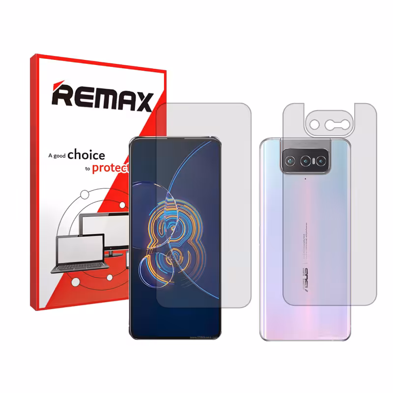 گلس صفحه نمایش و پشت گوشی ایسوس Zenfone 8 Flip مدل شفاف برند ریمکس کد SS