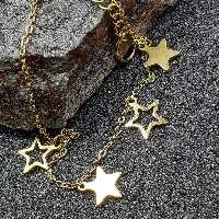 دستبند ستاره ای استیل ضد حسایت رنگ ثابت روکش طلا کد(233(