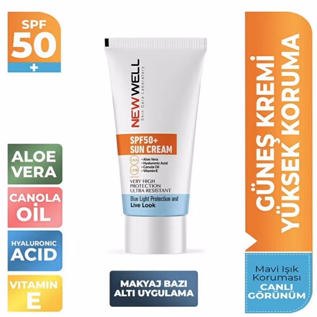 کرم ضدآفتاب اصل برند New Well  با spf 50 ساخت ترکیه