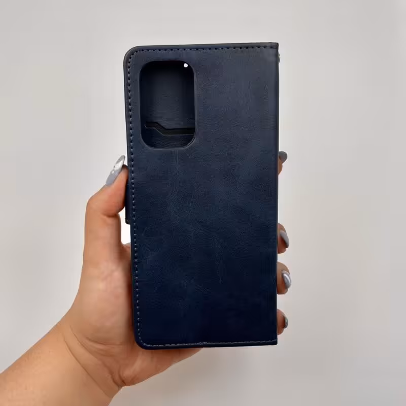 کیف گوشی Galaxy A53 5G سامسونگ چرمی مدل جاکارتی مگنت دار لوکس سرمه ای کد 13012