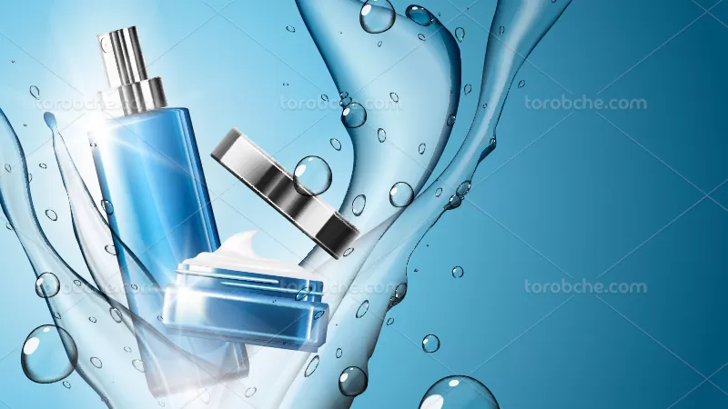 وکتور محصول آرایشی آبی تبلیغاتی | گرافیک با طعم تربچه