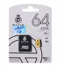 کارت حافظه microSDXC کوئین تک مدل 633X کلاس 10 استاندارد U3 سرعت 95MB/s به همراه آداپتور ظرفیت 64 گیگابایت