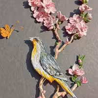 تابلو ملیله کاغذی بسیار طبیعی با قاب و شیشه هنر دست . موندگار و خاص،تلفیق هنر نوی ملیله کاغذی و نگارگری