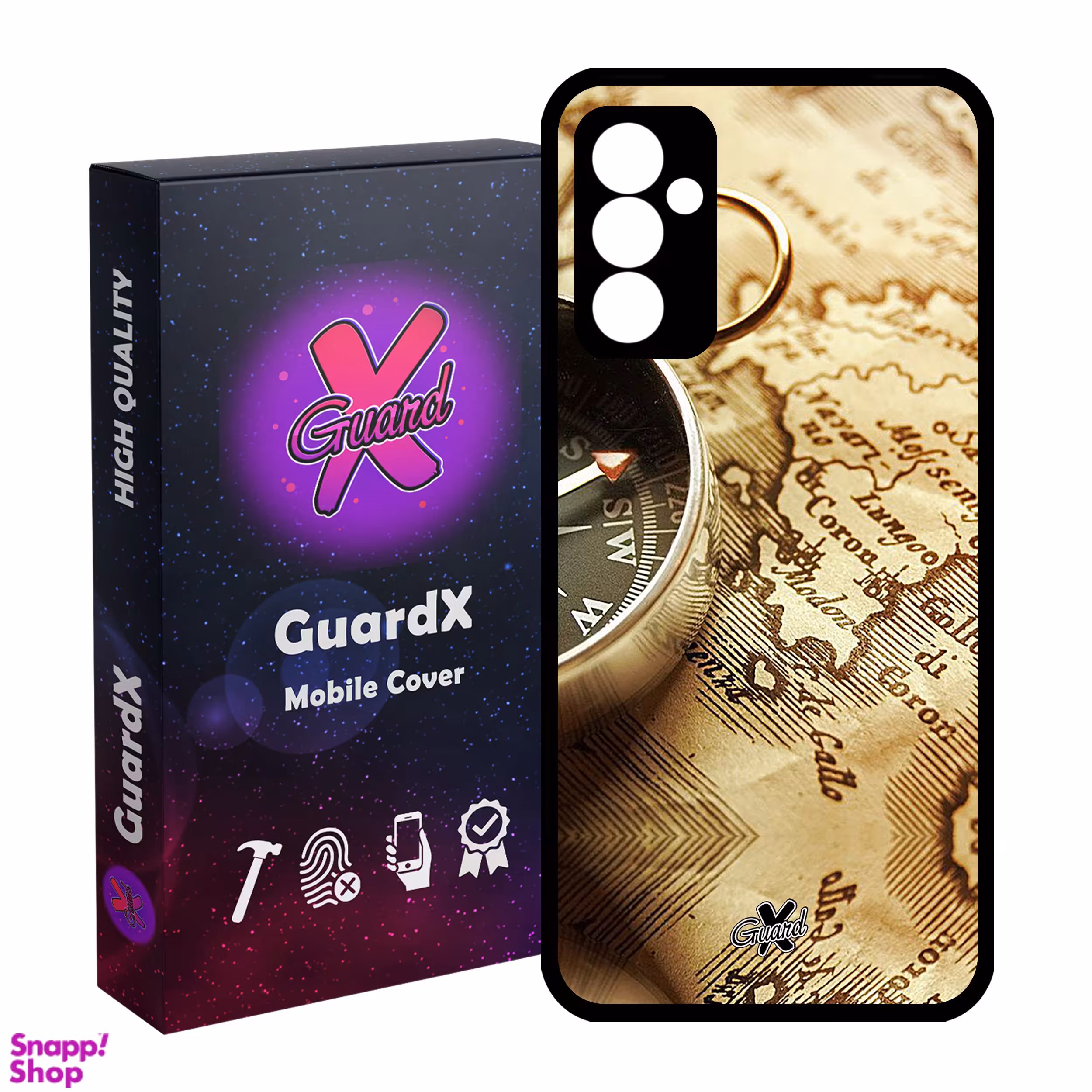 کاور گارد ایکس طرح نقشه مدل Glass10287 مناسب برای گوشی موبایل سامسونگ Galaxy A54 / A54 5G