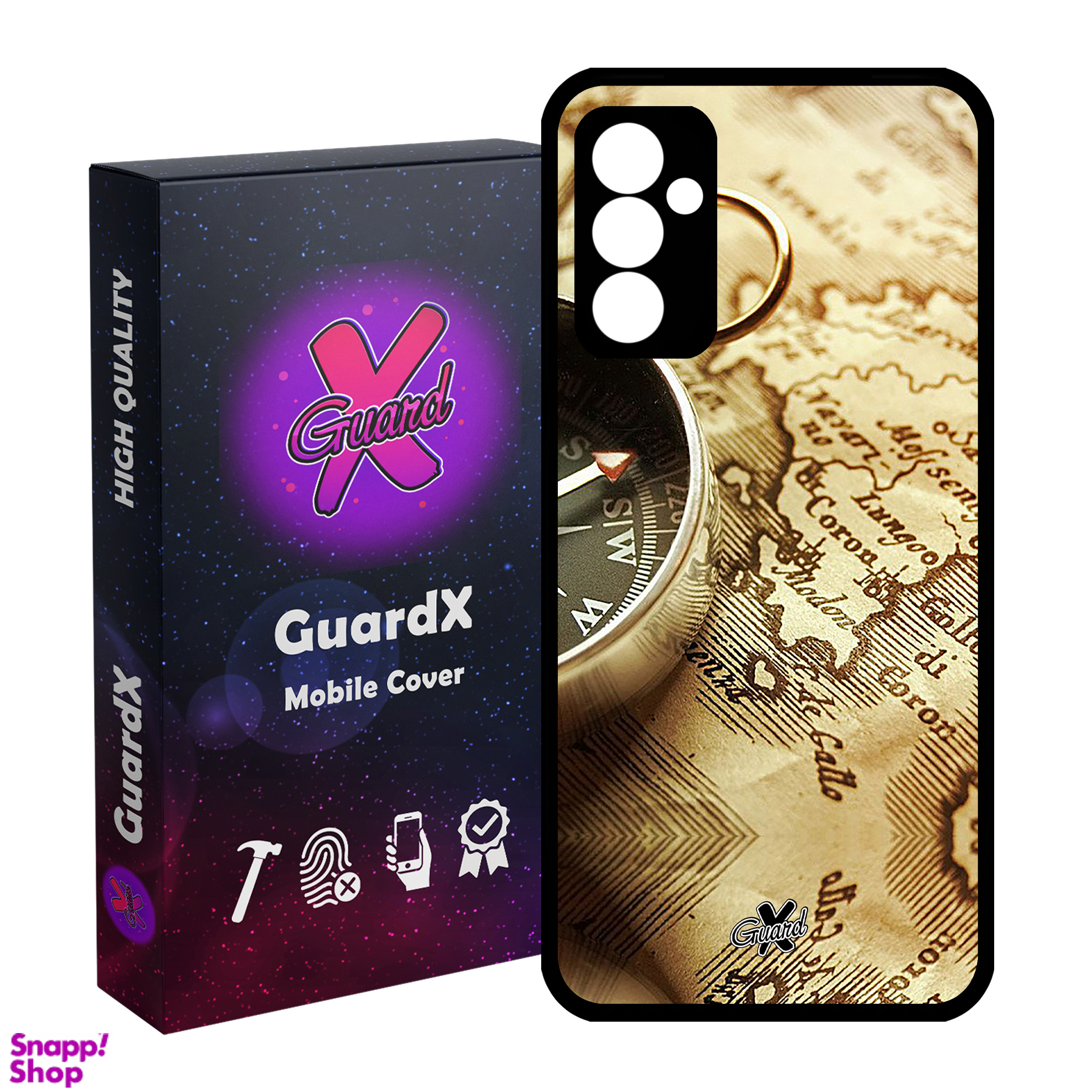 کاور گارد ایکس طرح نقشه مدل Glass10287 مناسب برای گوشی موبایل سامسونگ Galaxy A54 / A54 5G