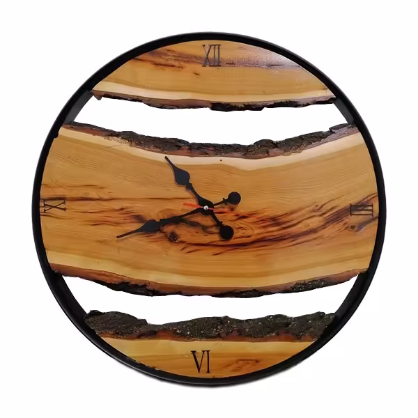 ساعت دیواری و دکوری روستیک چوب گردو دست ساز کد s02