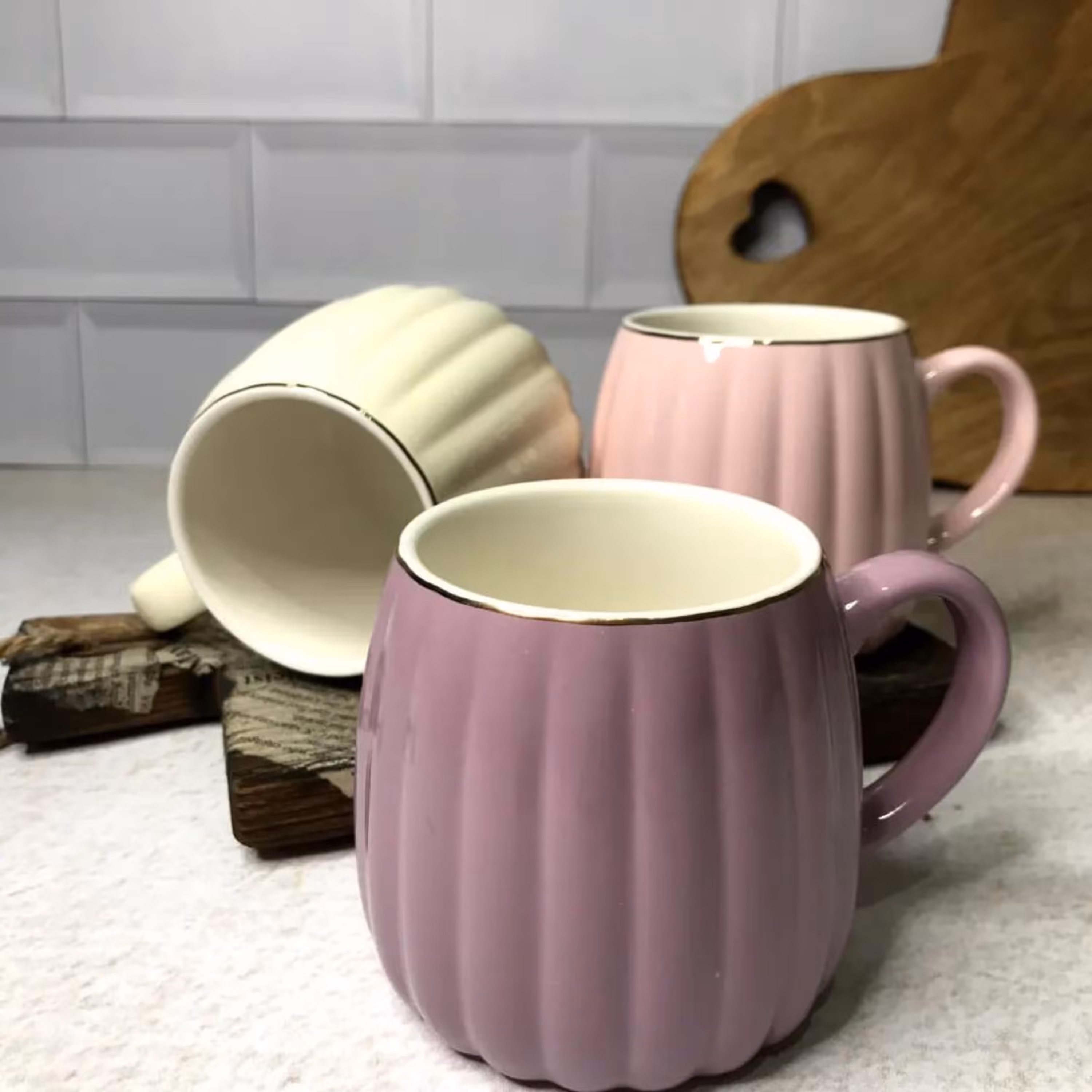 ماگ صدفی سرامیکی لب طلا سرامیک درجه یک