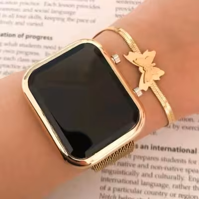 ست ساعت مگنتی ال ای دی طلایی دخترانه