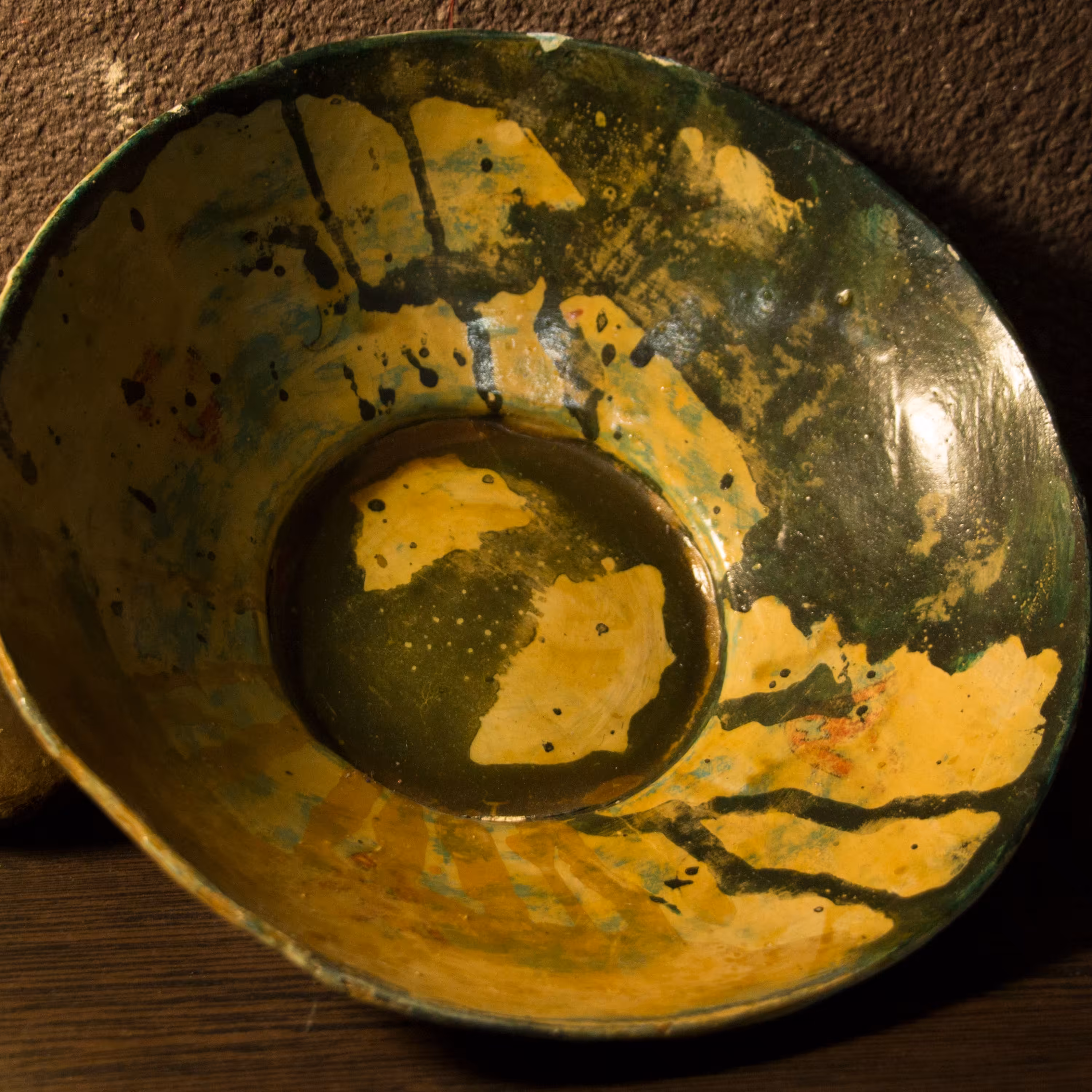 کاسه ی پاپیه ماشه طرح آبرنگی کهنه کاری شده کد 006-130202