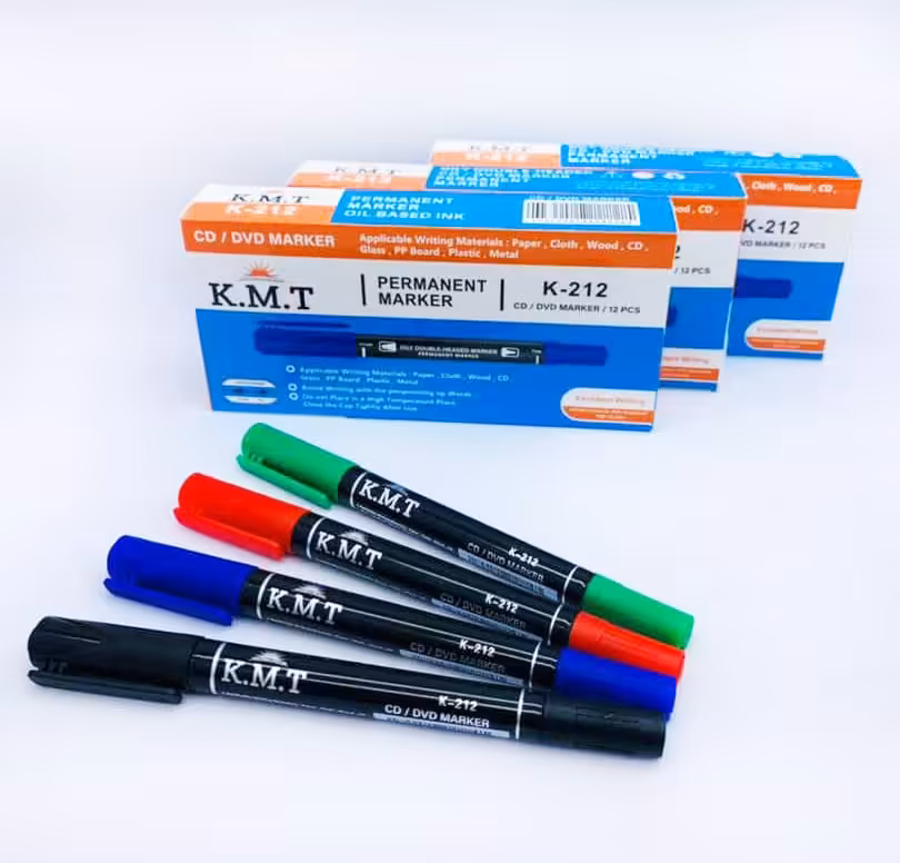 ماژیک سی دی دو سر K.M.T (بسته 12 عددی رنگ جور)
