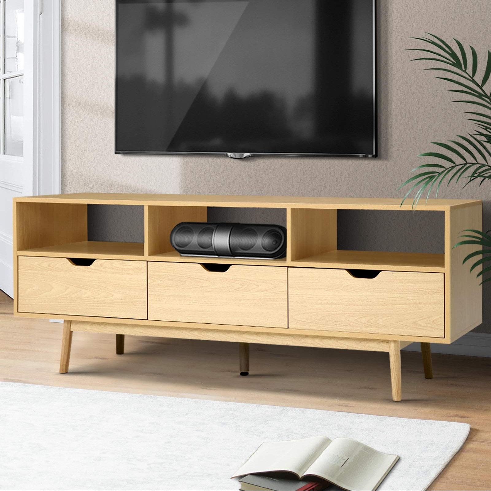 میز تلویزیون چوبی مدرن مدل TV2 گل نیلوفری
